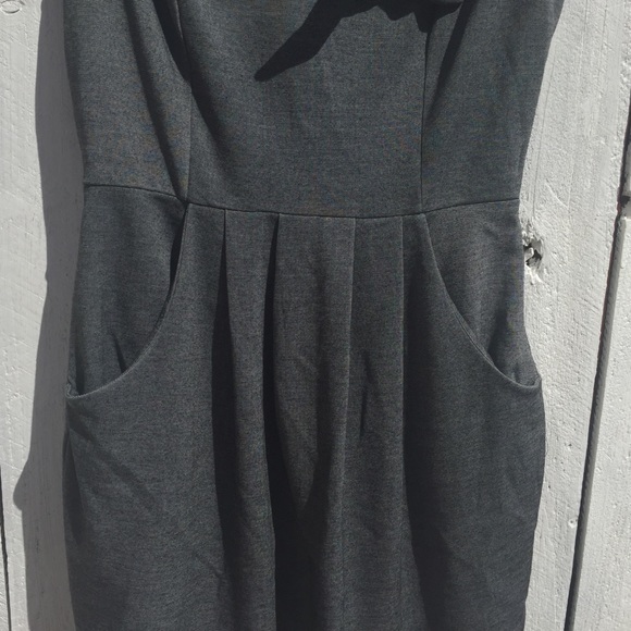 Gray Business Casual Mini Dress with Pockets - Picture 3 of 3